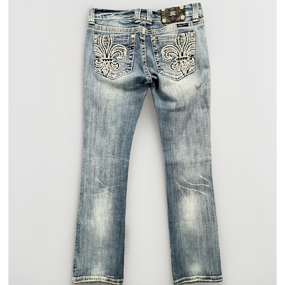 Miss Me Womens Size 28 (L33) JP5109-4 Boot Fleur De Lis Distressed Bejeweled - Picture 1 of 12